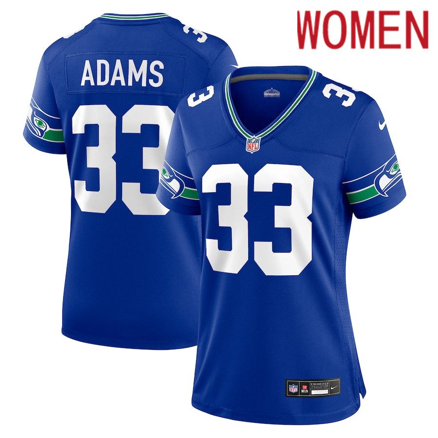Women Seattle Seahawks 33 Jamal Adams Nike Royal Throwback Player Game NFL Jersey